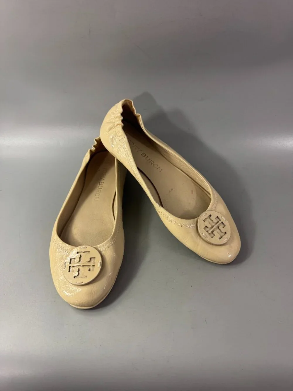Tory Burch Neutral Patent Leather Ballet Flats, Size 10 M